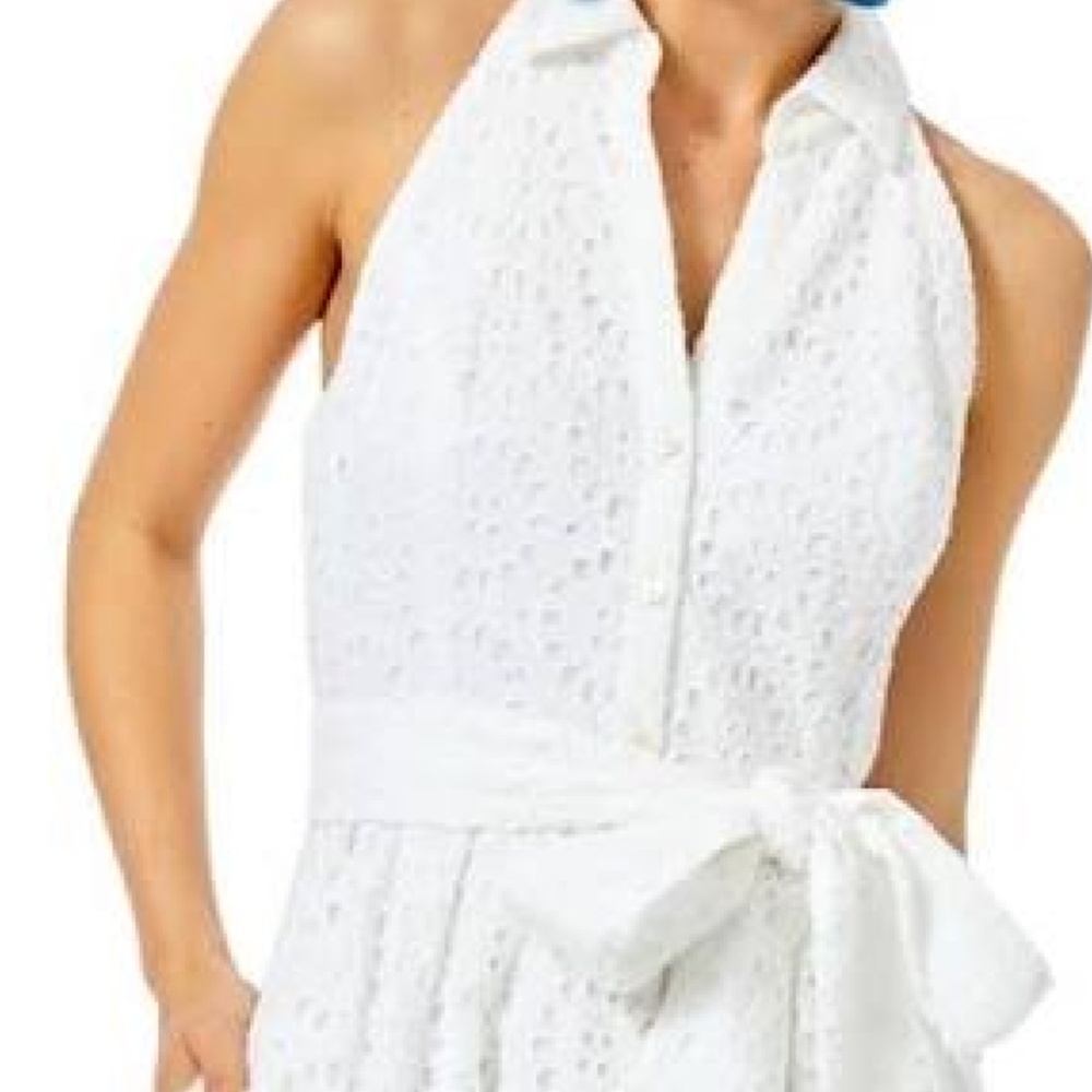 Lily Pulitzer White Eyelet V Neck w/ Belt